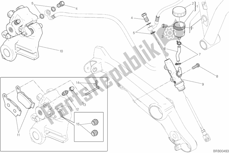 All parts for the Rear Brake System of the Ducati Scrambler Urban Enduro Thailand 803 2016